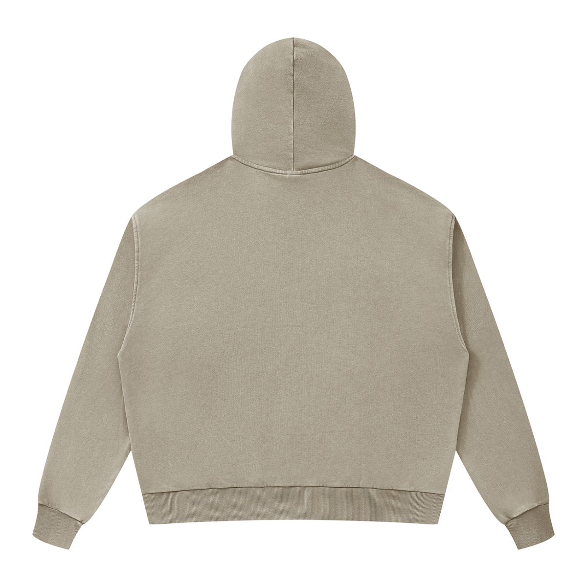 Unisex Mineral Wash Boxy Full Zip Hoodie in khaki, alternate angle
