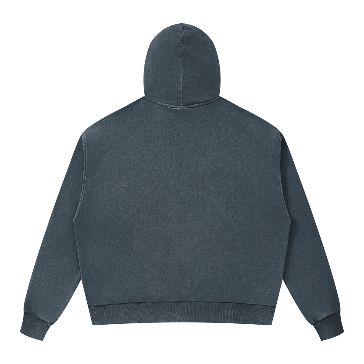 Unisex Mineral Wash Boxy Full Zip Hoodie in navy blue, alternate angle