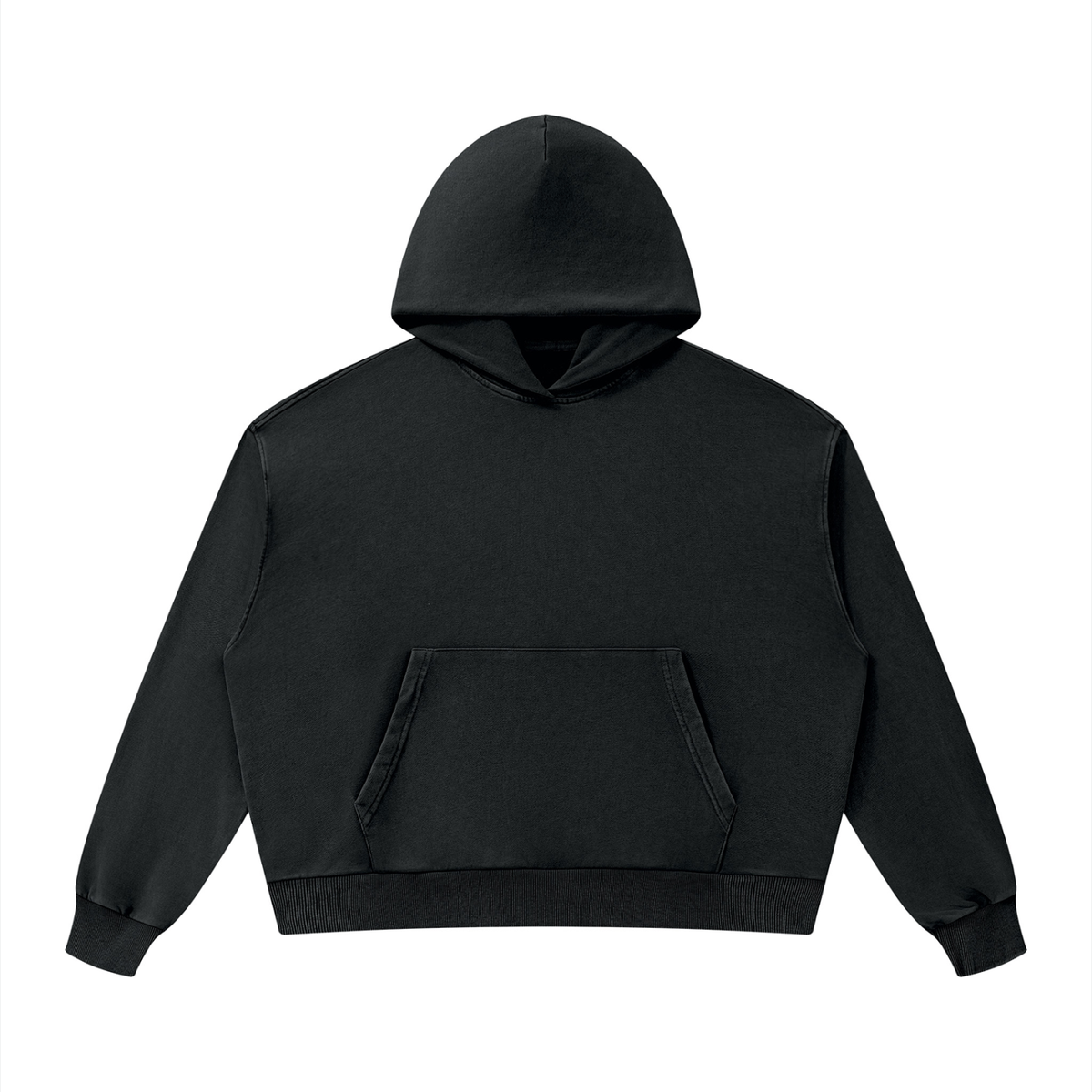 Unisex Mineral Wash Boxy Hoodie in black
