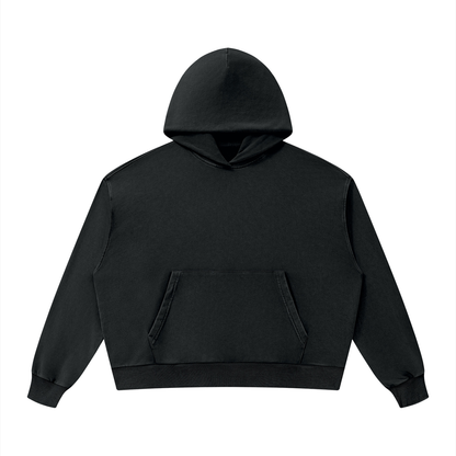 Unisex Mineral Wash Boxy Hoodie in black