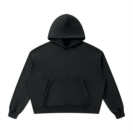 Unisex Mineral Wash Boxy Hoodie in black