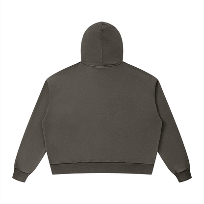 Unisex Mineral Wash Boxy Hoodie in coffee, alternate angle