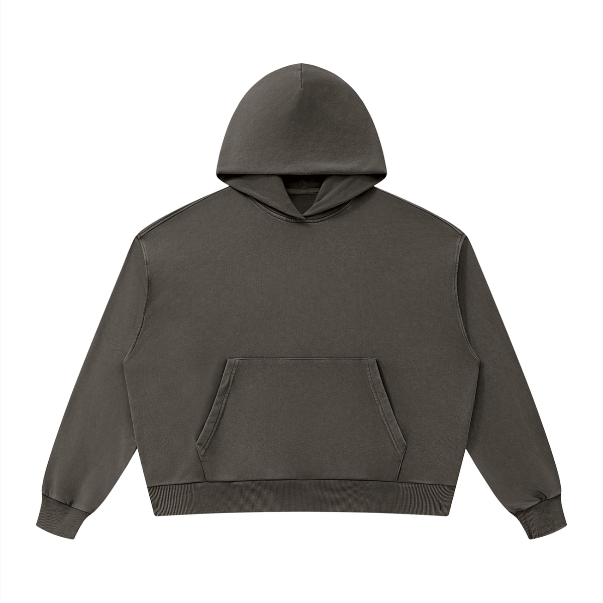 Unisex Mineral Wash Boxy Hoodie in coffee