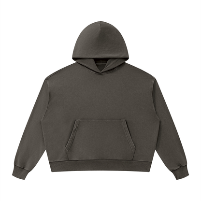 Unisex Mineral Wash Boxy Hoodie in coffee