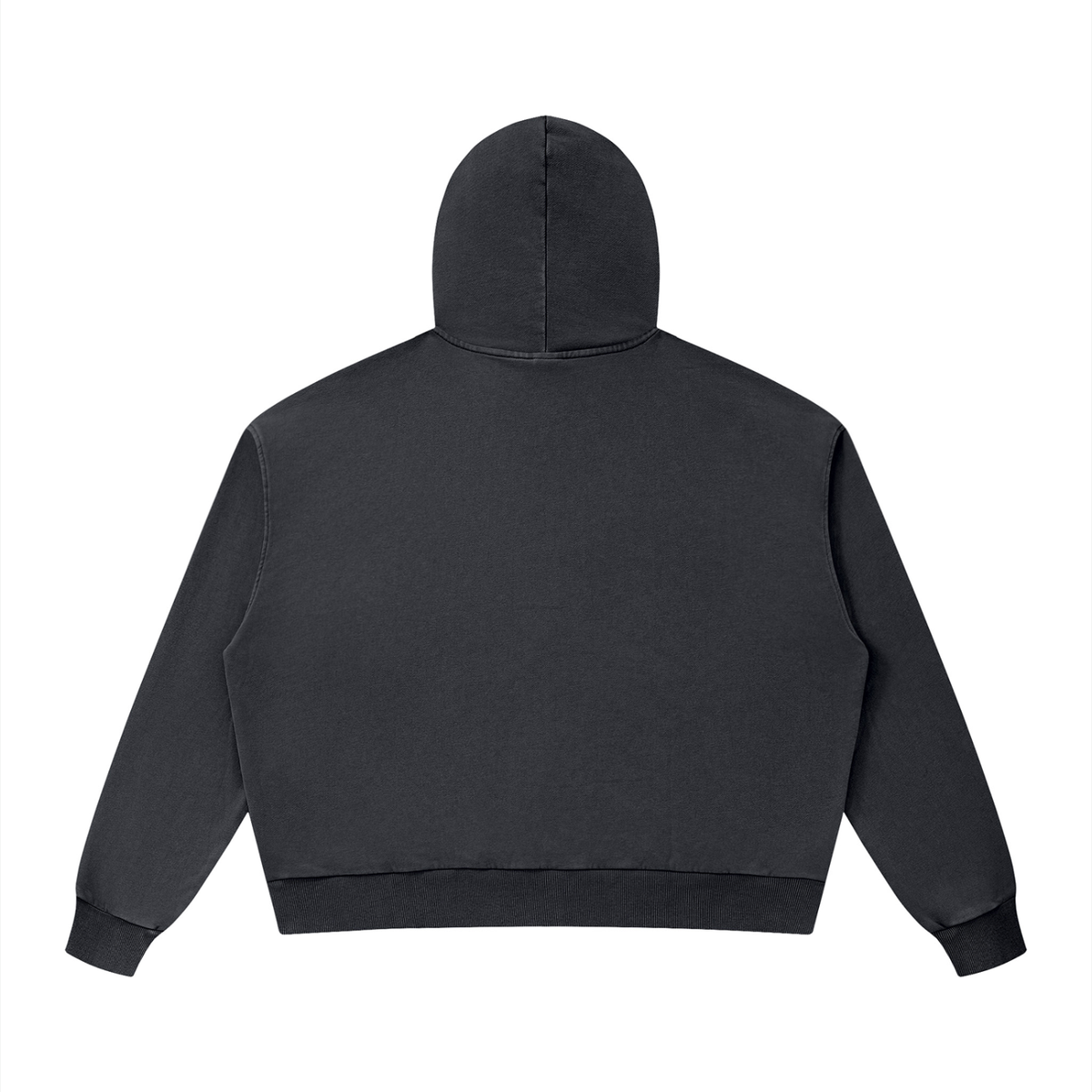 Unisex Mineral Wash Boxy Hoodie in dark gray, alternate angle