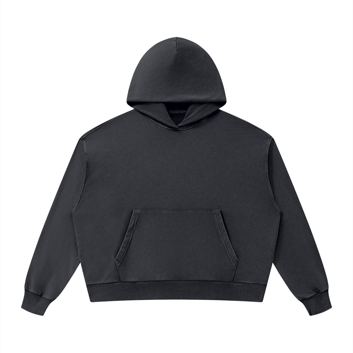 Unisex Mineral Wash Boxy Hoodie in dark gray