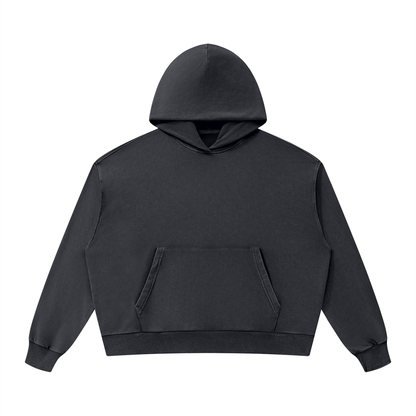Unisex Mineral Wash Boxy Hoodie in dark gray