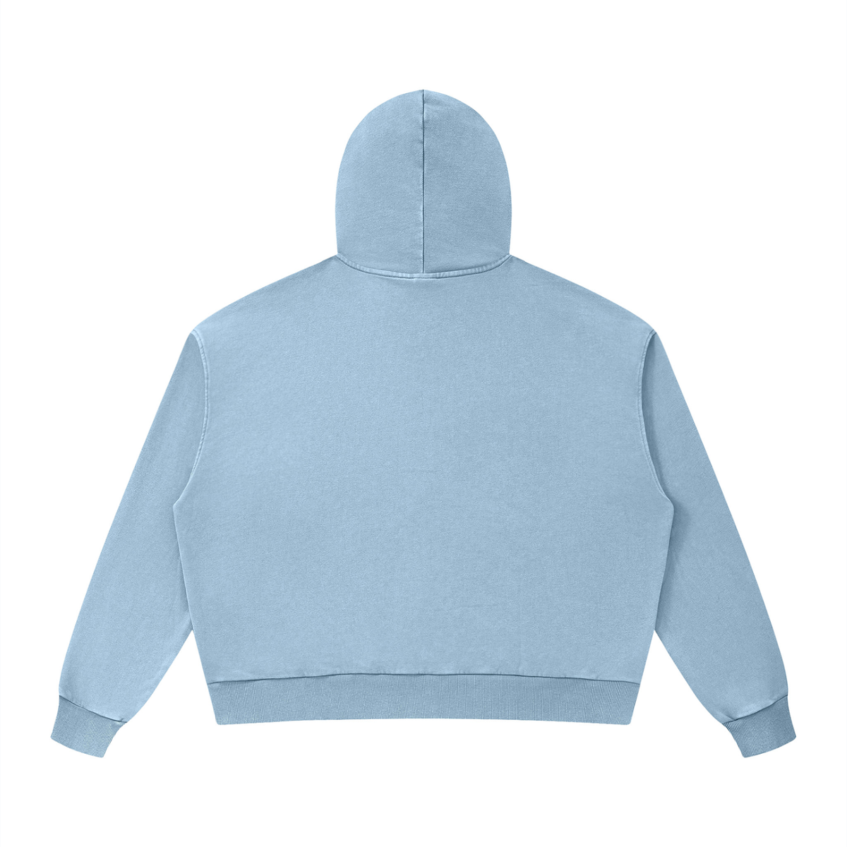 Unisex Mineral Wash Boxy Hoodie in haze blue, alternate angle