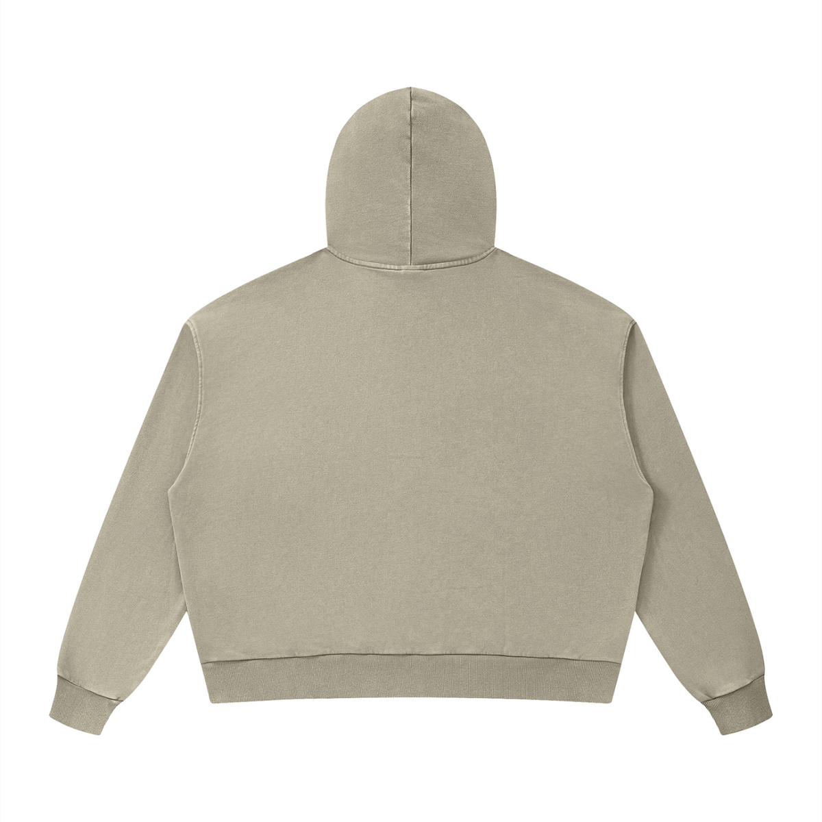 Unisex Mineral Wash Boxy Hoodie in khaki, alternate angle