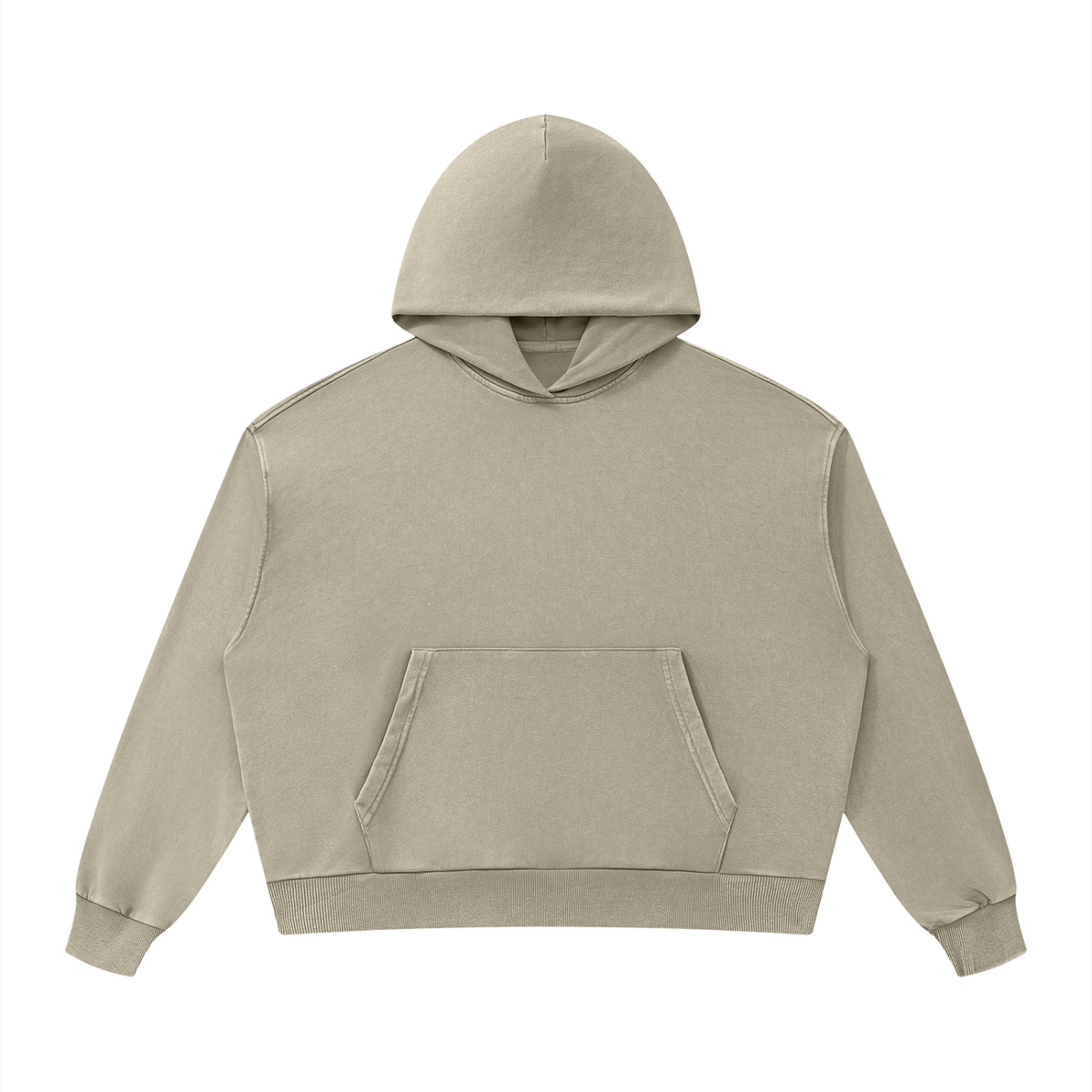 Unisex Mineral Wash Boxy Hoodie in khaki