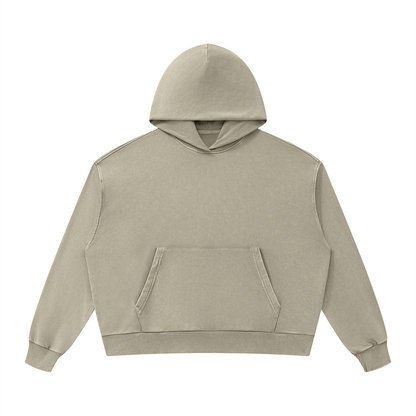 Unisex Mineral Wash Boxy Hoodie in khaki
