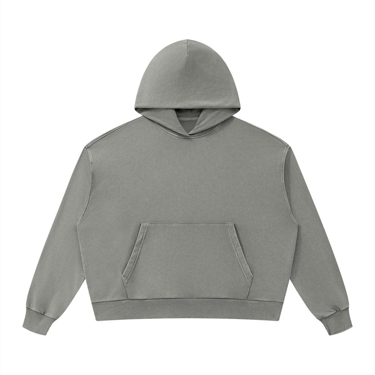 Unisex Mineral Wash Boxy Hoodie in light gray