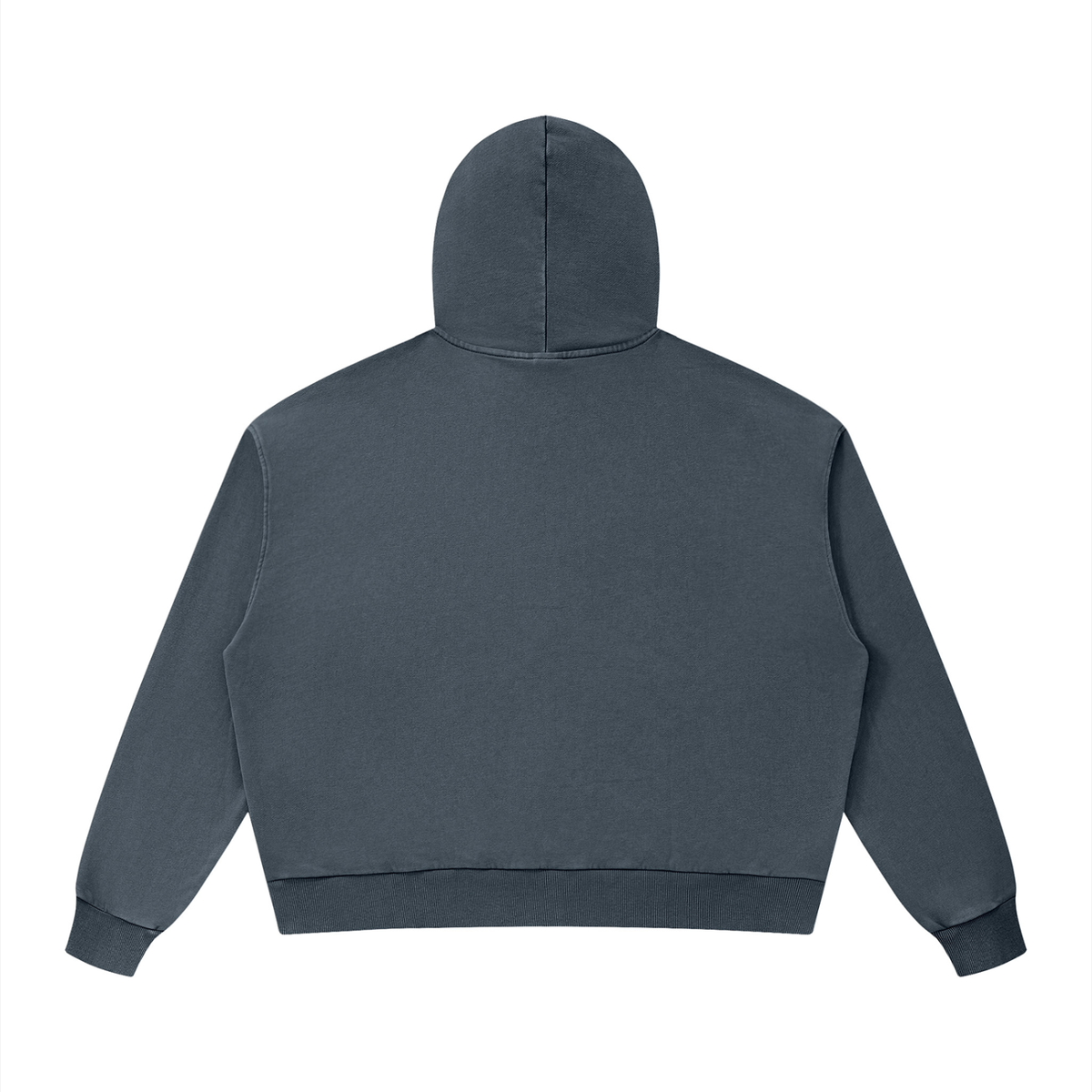 Unisex Mineral Wash Boxy Hoodie in navy blue, alternate angle