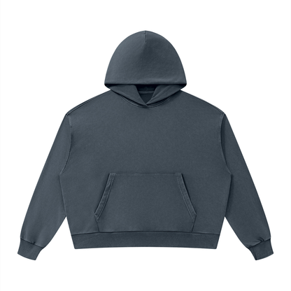 Unisex Mineral Wash Boxy Hoodie in navy blue