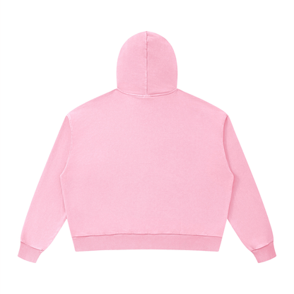 Unisex Mineral Wash Boxy Hoodie in pink, alternate angle