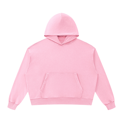 Unisex Mineral Wash Boxy Hoodie in pink