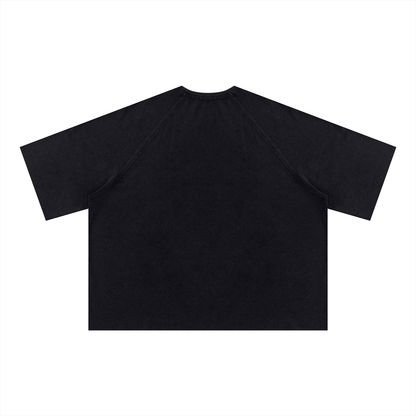 Unisex Mineral Wash Boxy Raglan T-Shirt in black, alternate angle