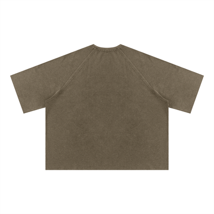 Unisex Mineral Wash Boxy Raglan T-Shirt in coffee, alternate angle