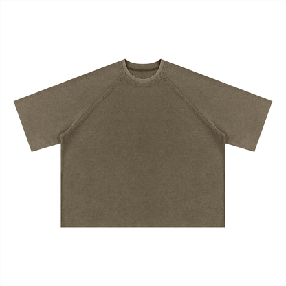 Unisex Mineral Wash Boxy Raglan T-Shirt in coffee