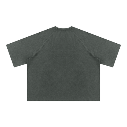 Unisex Mineral Wash Boxy Raglan T-Shirt in gray, alternate angle