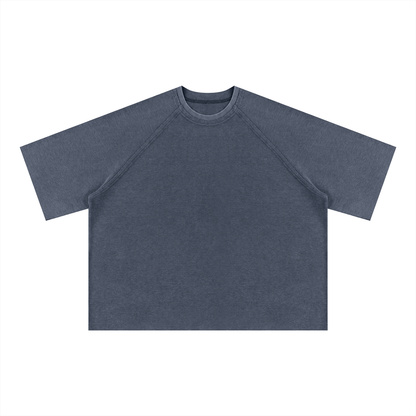 Unisex Mineral Wash Boxy Raglan T-Shirt in gray blue