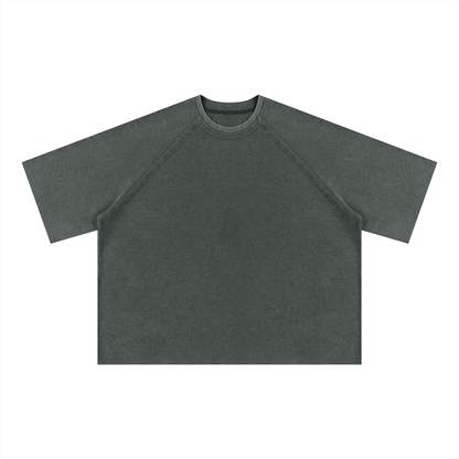 Unisex Mineral Wash Boxy Raglan T-Shirt in gray