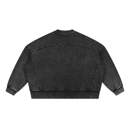 Unisex Mineral Wash Boxy Sweatshirt in black, alternate angle