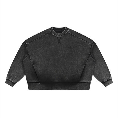Unisex Mineral Wash Boxy Sweatshirt in black