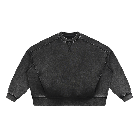 Unisex Mineral Wash Boxy Sweatshirt in black