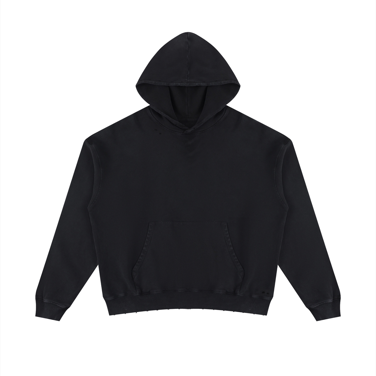 Unisex Mineral Wash Distressed Hoodie in black