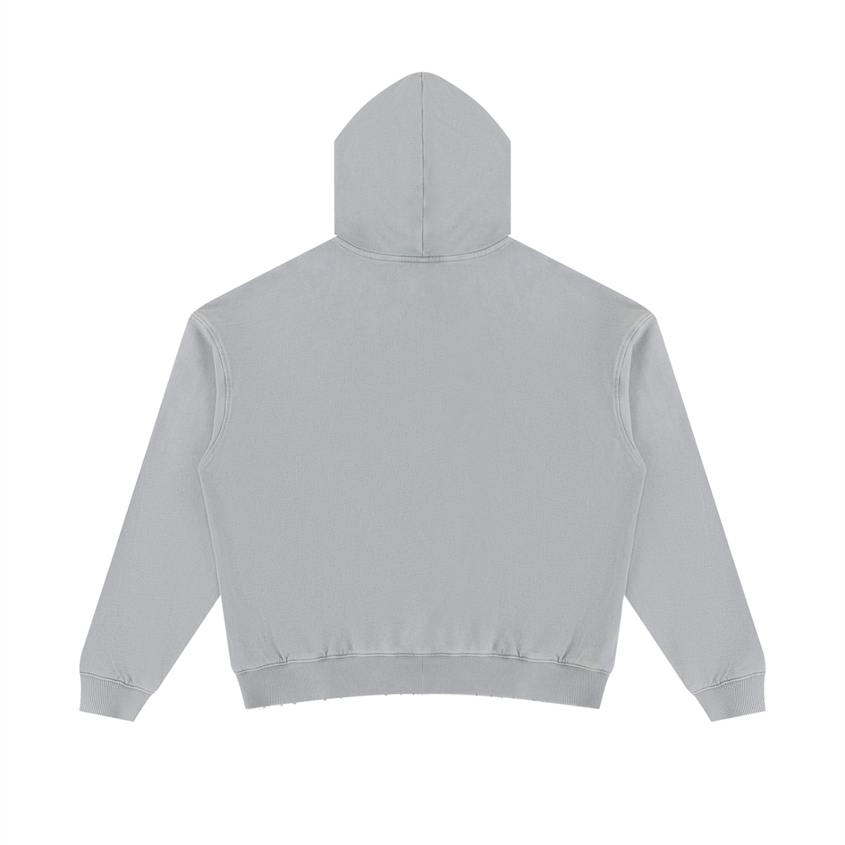 Unisex Mineral Wash Distressed Hoodie in cement gray, alternate angle