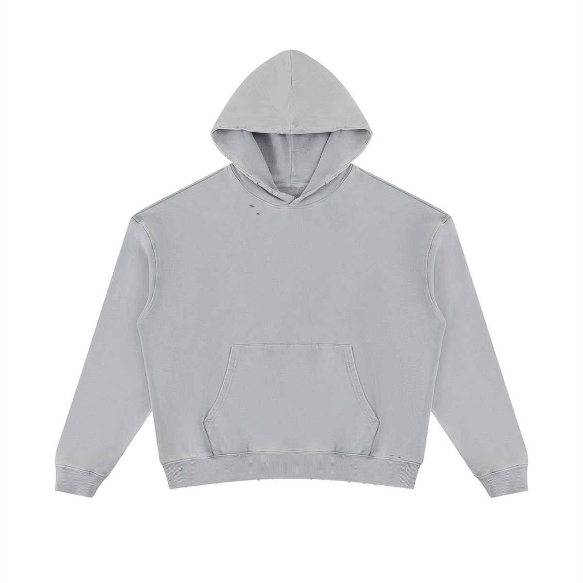 Unisex Mineral Wash Distressed Hoodie in cement gray