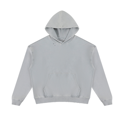 Unisex Mineral Wash Distressed Hoodie in cement gray