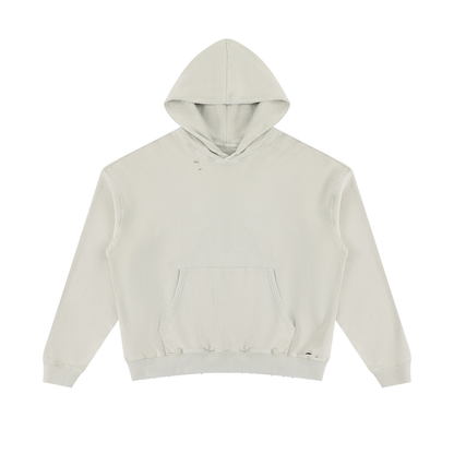 Unisex Mineral Wash Distressed Hoodie in khaki green