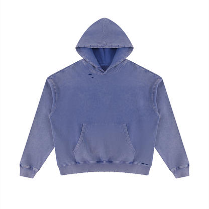 Unisex Mineral Wash Distressed Hoodie in misty purple