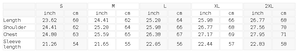 Size chart for the Unisex Mineral Wash Distressed Hoodie