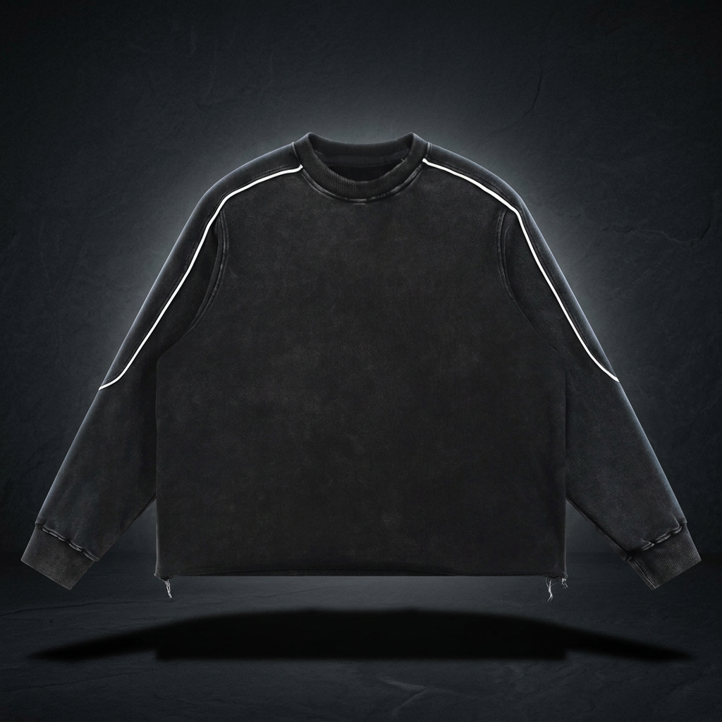 Unisex Mineral Wash Piping Raw Hem Sweatshirt
