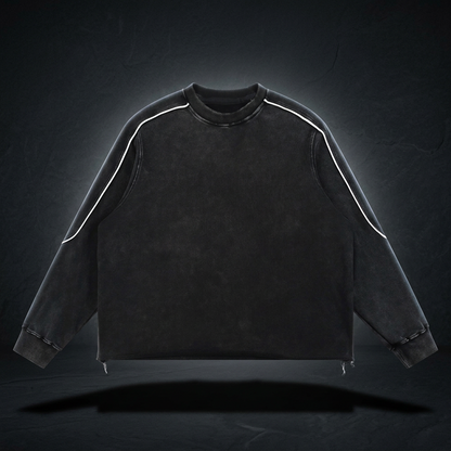 Unisex Mineral Wash Piping Raw Hem Sweatshirt