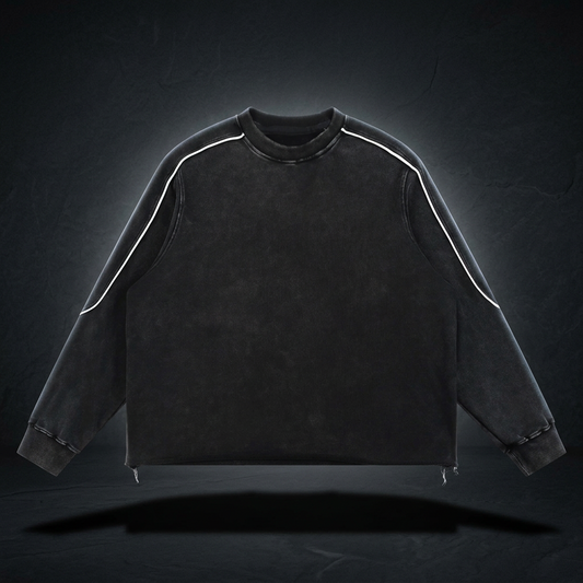 Unisex Mineral Wash Piping Raw Hem Sweatshirt