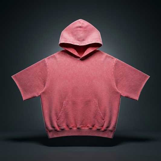 Unisex Mineral Wash Short Sleeve Hoodie
