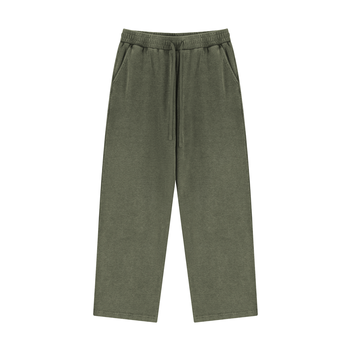 Unisex Mineral Wash Straight Leg Sweatpants in army green