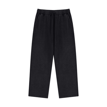 Unisex Mineral Wash Straight Leg Sweatpants in black