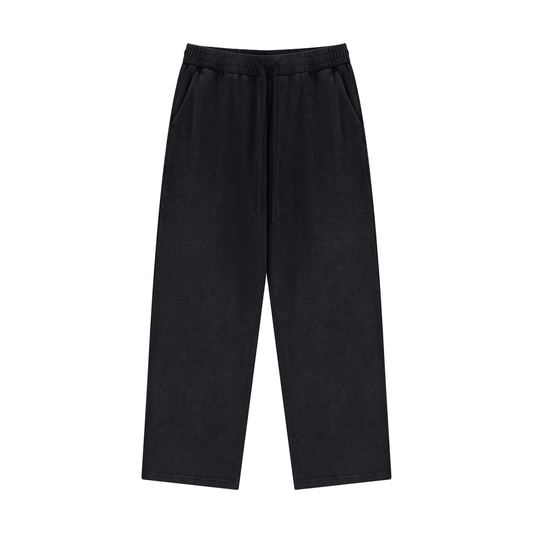 Unisex Mineral Wash Straight Leg Sweatpants in black