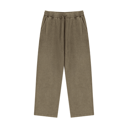 Unisex Mineral Wash Straight Leg Sweatpants in coffee