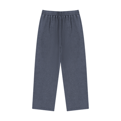 Unisex Mineral Wash Straight Leg Sweatpants in gray blue, alternate angle