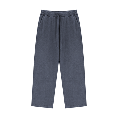Unisex Mineral Wash Straight Leg Sweatpants in gray blue