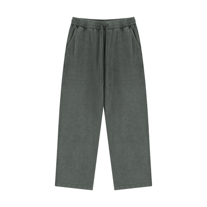 Unisex Mineral Wash Straight Leg Sweatpants in gray