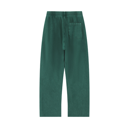 Unisex Mineral Wash Straight Sweatpants in blackish green, alternate angle