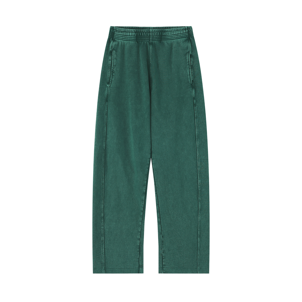 Unisex Mineral Wash Straight Sweatpants in blackish green