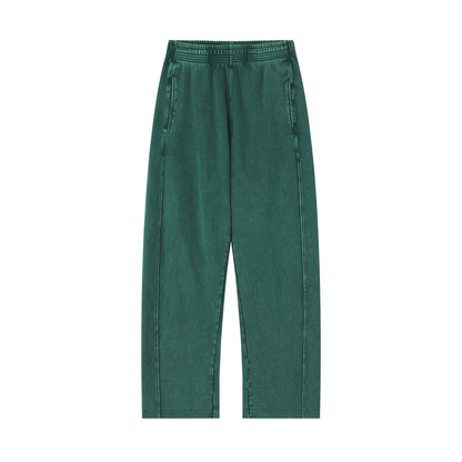 Unisex Mineral Wash Straight Sweatpants in blackish green